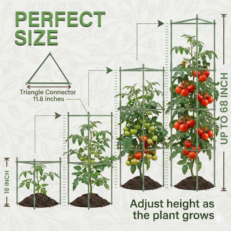 K-Brands Tomato Cage - Tomatoes Plant Stakes Support Cages Trellis for Garden and Pots (3 Pack - Extra Tall Upto 68 inches) - Image 5